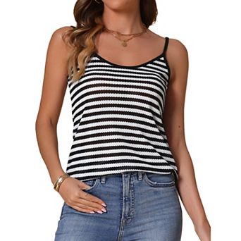 Striped Tank Top for Women's Summer Casual Camisole Sleeveless Spaghetti Strap Tops