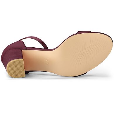 Women's Satin Open Toe Ankle Strap Chunky Heels Sandals