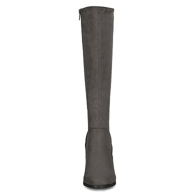 Women's Side Zipper Chunky Heel Knee High Boots