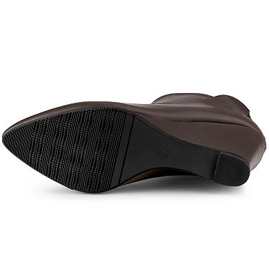 Women's Pointed Toe Zipper Wedge Heel Ankle Booties