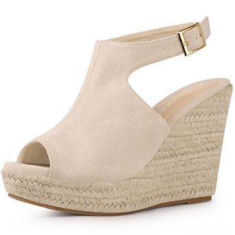 Women's Peep Toe Slingback Platform Espadrilles Wedge Heels Sandals