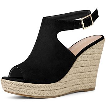 Women's Peep Toe Slingback Platform Espadrilles Wedge Heels Sandals