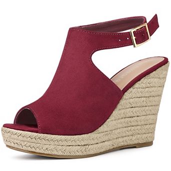 Women's Peep Toe Slingback Platform Espadrilles Wedge Heels Sandals