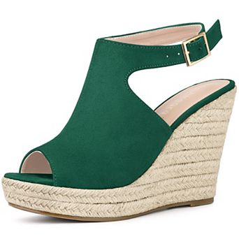 Women's Peep Toe Slingback Platform Espadrilles Wedge Heels Sandals