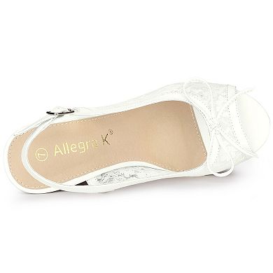 Women's Lace Platform White Wedges Wedge Heel Sandals