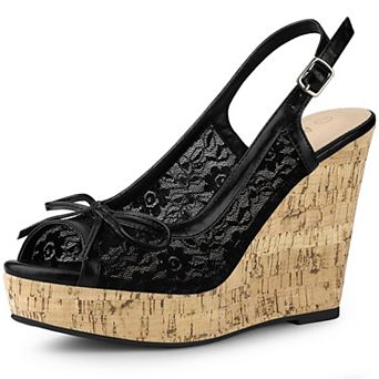 Women's Lace Platform White Wedges Wedge Heel Sandals