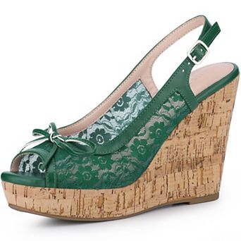 Women's Lace Platform White Wedges Wedge Heel Sandals