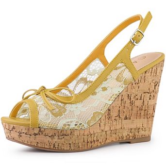 Women's Lace Platform White Wedges Wedge Heel Sandals