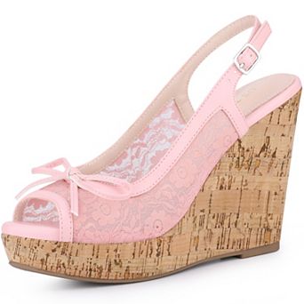 Women's Lace Platform White Wedges Wedge Heel Sandals