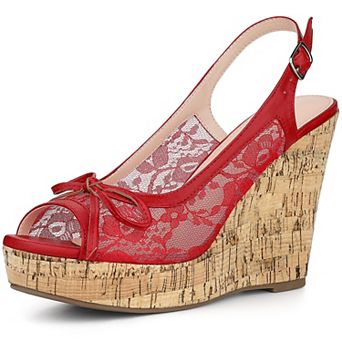 Women's Lace Platform White Wedges Wedge Heel Sandals