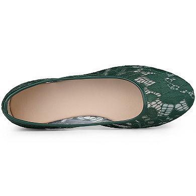 Women's Lace Mesh Floral Slip on Breathable Ballet Flats