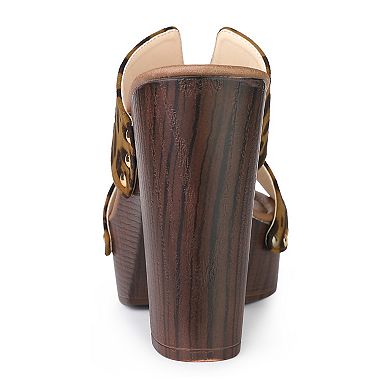 Women's Platform High Block Heel Slides Sandals