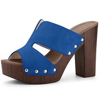 Women's Platform High Block Heel Slides Sandals