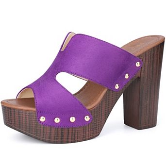 Women's Platform High Block Heel Slides Sandals