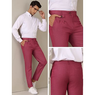 Dress Pants for Men's Pleated Front Tapered Leg Business Chino Trousers