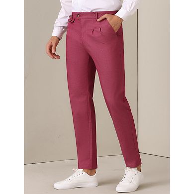 Dress Pants for Men's Pleated Front Tapered Leg Business Chino Trousers