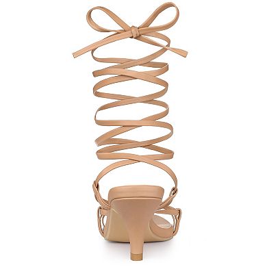 Women's Strappy Lace Up Kitten Heels Sandals