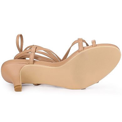 Women's Strappy Lace Up Kitten Heels Sandals