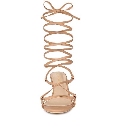 Women's Strappy Lace Up Kitten Heels Sandals