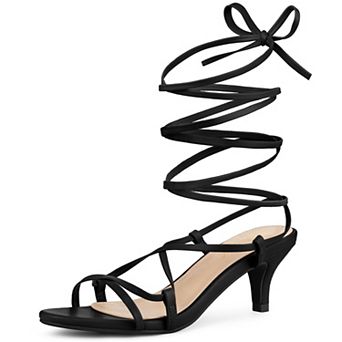 Women's Strappy Lace Up Kitten Heels Sandals
