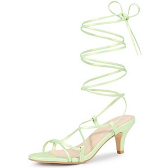 Women's Strappy Lace Up Kitten Heels Sandals