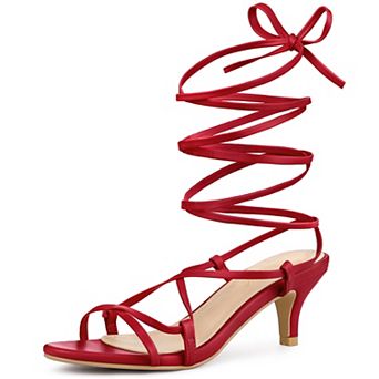 Women's Strappy Lace Up Kitten Heels Sandals