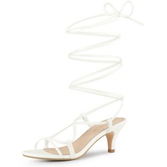 Women's Strappy Lace Up Kitten Heels Sandals