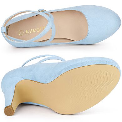 Women's Platform Cross Strap Stiletto Heels Mary Janes Pumps