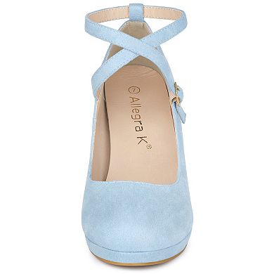Women's Platform Cross Strap Stiletto Heels Mary Janes Pumps