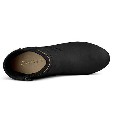 Women's Slip on Zip Round Toe Ankle Mid Heel Boots