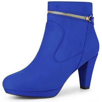 Women's Slip on Zip Round Toe Ankle Mid Heel Boots