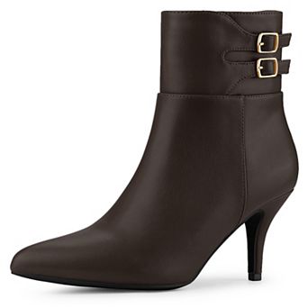 Women's Pointed Toe Buckle Stiletto Heels Ankle Boots