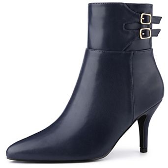 Women's Pointed Toe Buckle Stiletto Heels Ankle Boots