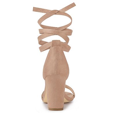 Women's Lace Up and Ankle Strap Chunky Heel Sandals