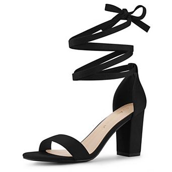 Women's Lace Up and Ankle Strap Chunky Heel Sandals