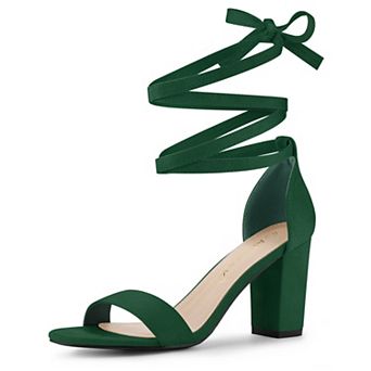 Women's Lace Up and Ankle Strap Chunky Heel Sandals