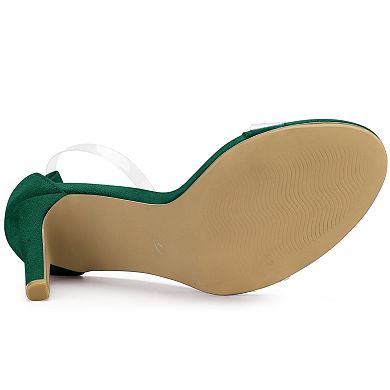Women's Open Toe Clear Ankle Strap Stiletto Heel Sandals