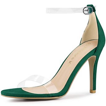 Women's Open Toe Clear Ankle Strap Stiletto Heel Sandals