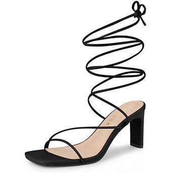Women's Lace Up Strappy Block High Heel Sandals