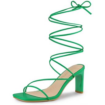 Women's Lace Up Strappy Block High Heel Sandals