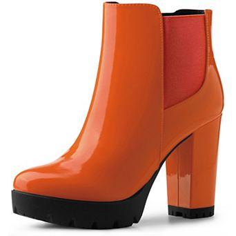 Women's Round Toe Zipper Block Heel Platform Ankle Boots