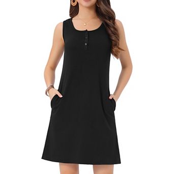 Women's Summer Dresses Loose Scoop Neck Sleeveless Sundresses with Pockets t Shirt Swing Dress