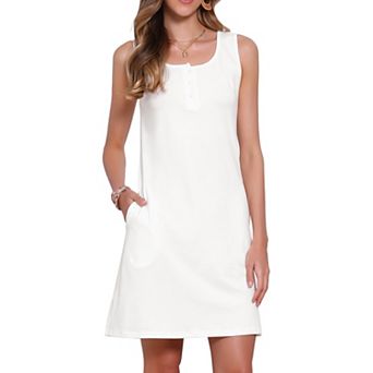 Women's Summer Dresses Loose Scoop Neck Sleeveless Sundresses with Pockets t Shirt Swing Dress