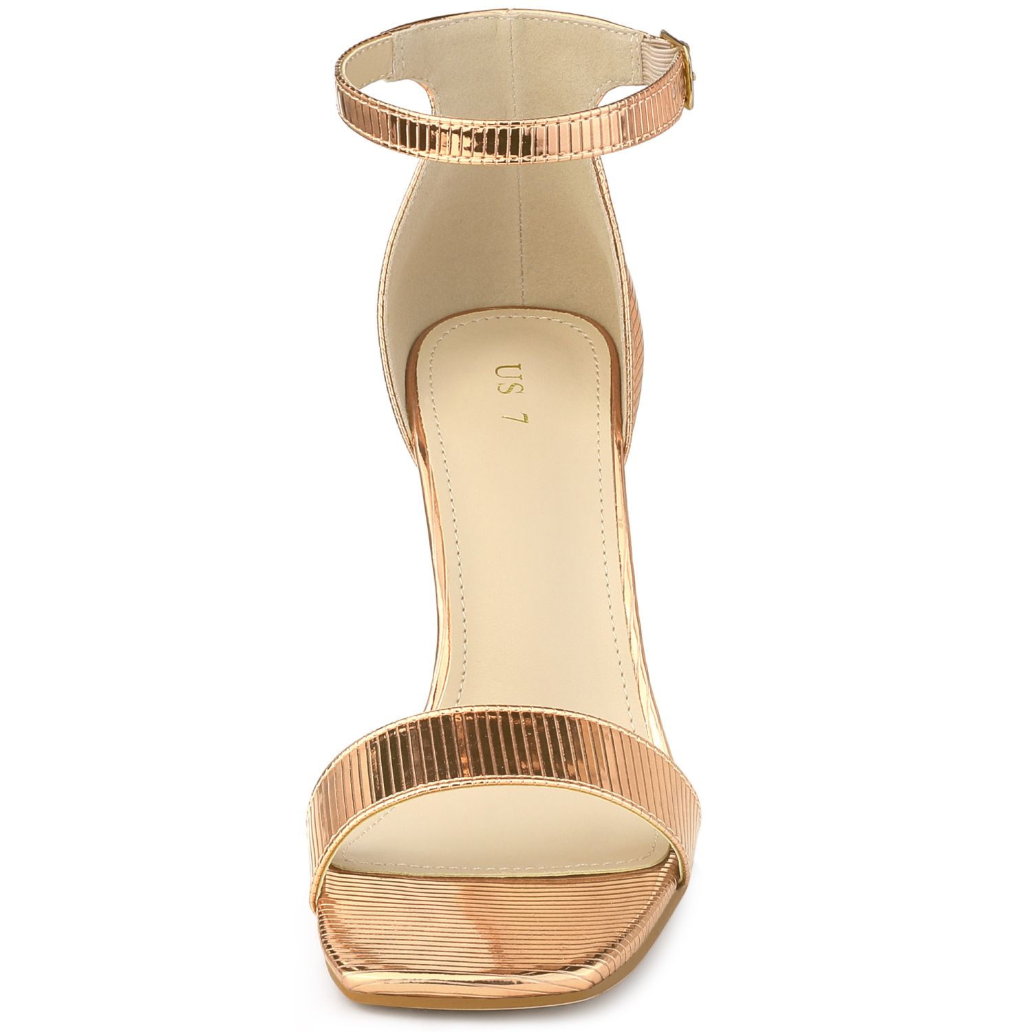 Perphy Women's Glitter Open Toe Ankle Buckle Strap Stiletto Heel Sandals Gold 10