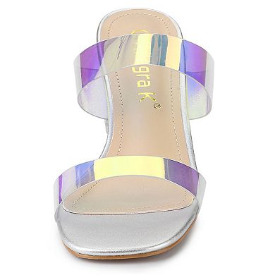 Women's Colorful Straps Clear Heels Block Heel Sandals