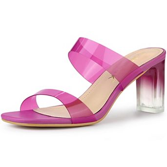 Women's Colorful Straps Clear Heels Block Heel Sandals