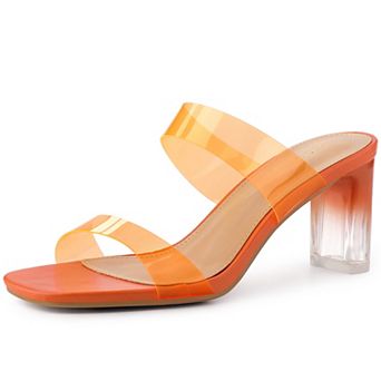 Women's Colorful Straps Clear Heels Block Heel Sandals