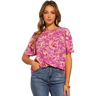 Floral Blouse for Women's Ruffle Sleeve Causal Cute Summer Top
