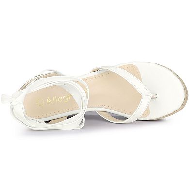 Women's Platform Strappy Slingback Flip Flops Wedge Sandals