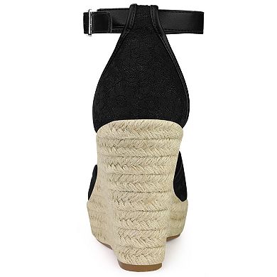 Women's Lace Platform Espadrilles Wedge Heels Sandals